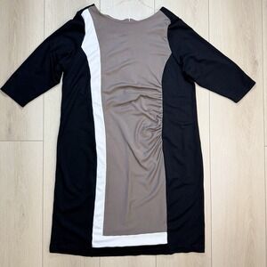 VIP Knits by Avenue Womens 22/24 Colorblock Ruched Sheath Dress Plus 3X Stretch!